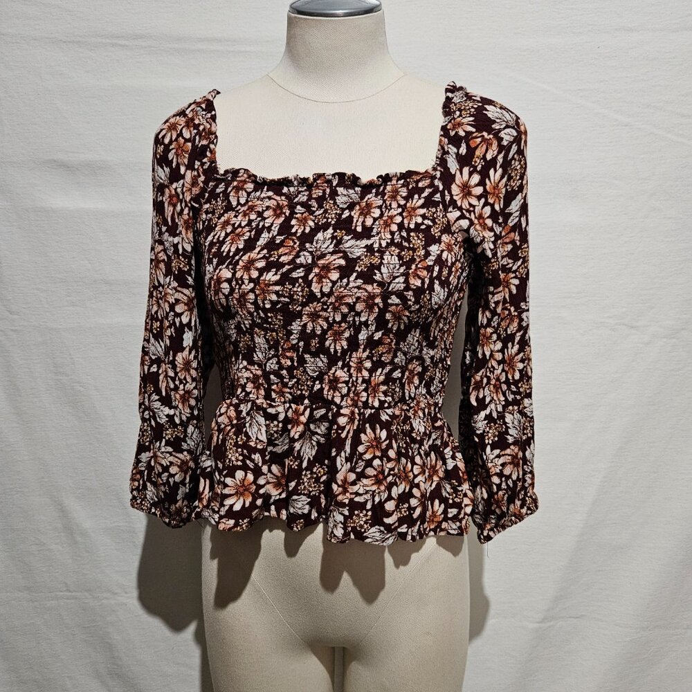 American Eagle Floral Brown Women's Top